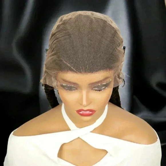 28" Braided full lace wig,  Ghana Weave, long tick Braids, Natural Baby Hair, - Picture 5 of 15